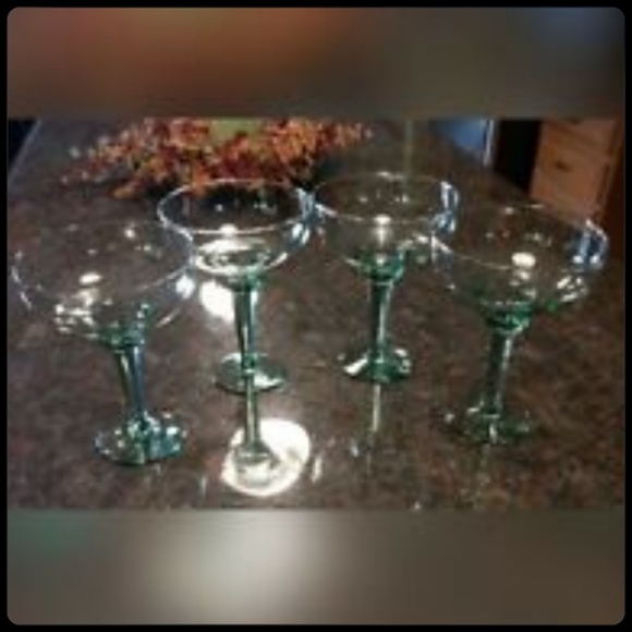 Unbranded Other - Light Green Tinted Margarita Glasses-Set of Four-Pottery Barn?